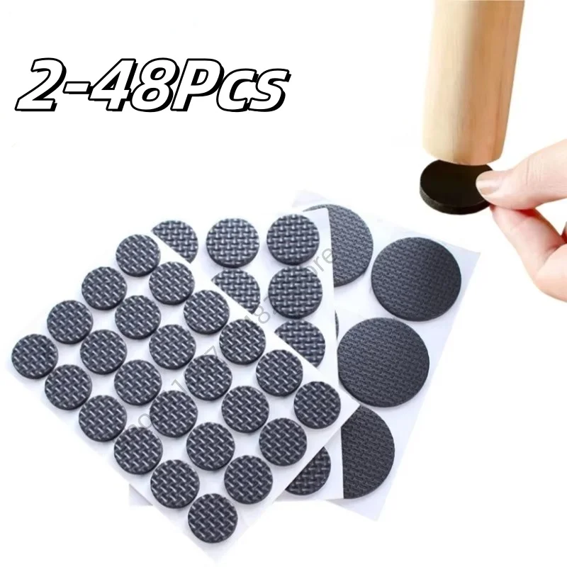 2-48Pc Self Adhesive Black Furniture Leg Feet Rug Felt Pads DIY Anti Slip Wearproof Mat Wood Floor Protectors Table Feet Pads