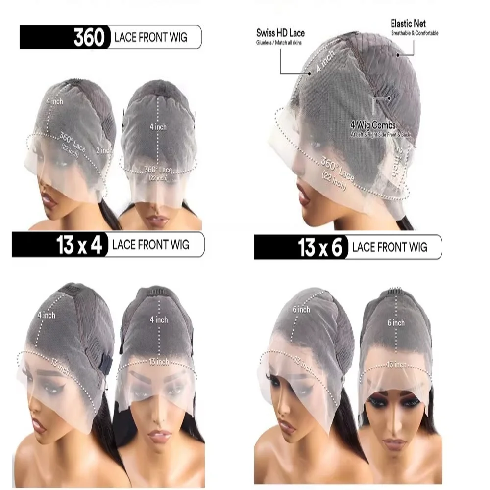 200% الكثافة العظام مستقيم 360 Invisi حزام خصلات الشعر المستعار الإنسان البرازيلي 13x4 13x6 HD الدانتيل الشفاف الباروكات الأمامية للنساء السود #6