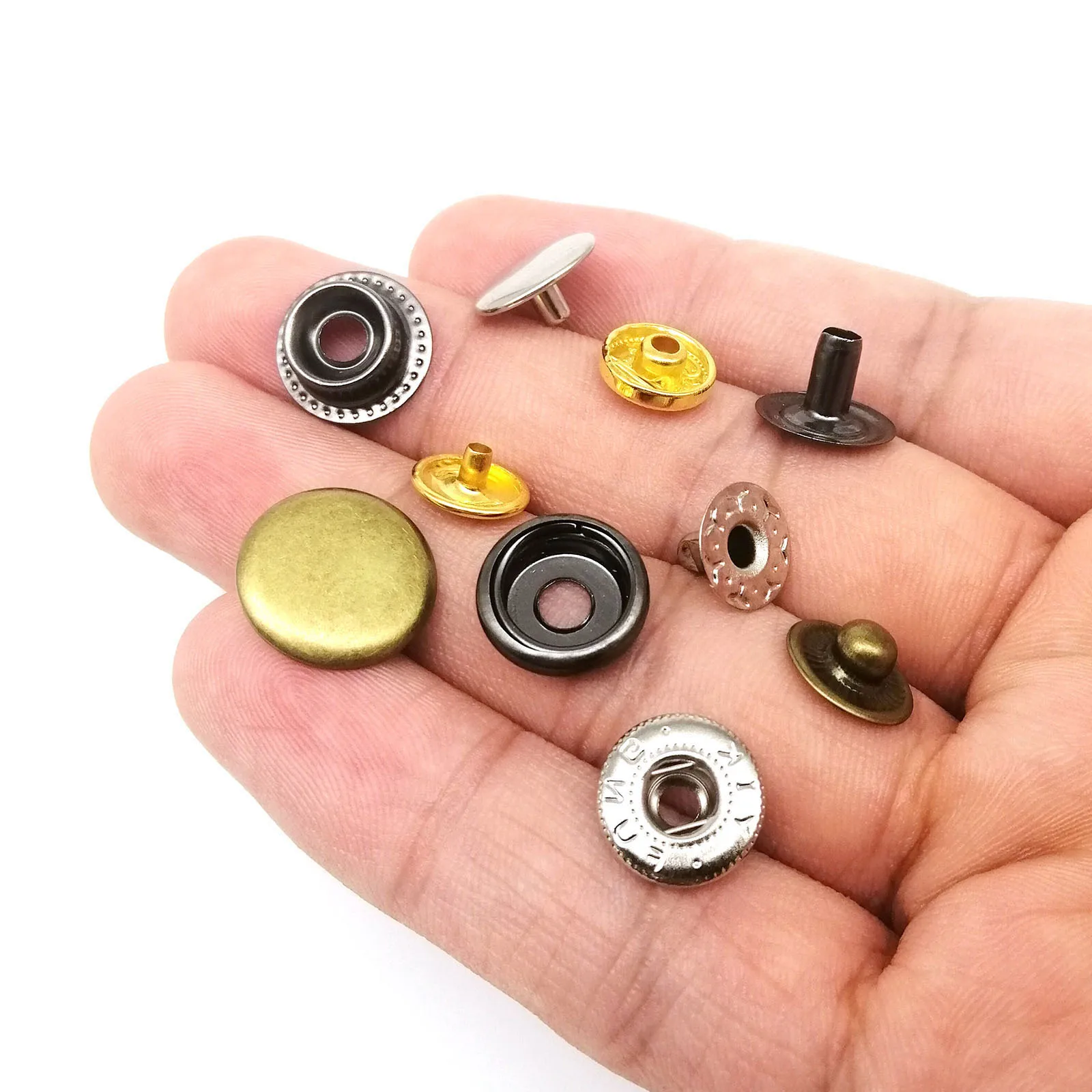 50er Set # 633 655 831 201 10/12/15 mm Metall ohne Nähen Druckverschluss Popper Druckknopf für Ledertasche Kleidung Jacke Mantel Reparaturwerkzeug – Detail 19
