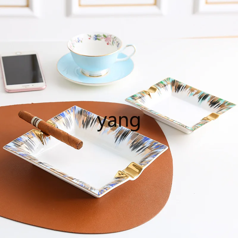 

LMM rectangular cigar ashtray European Ica colorful bone china craft office