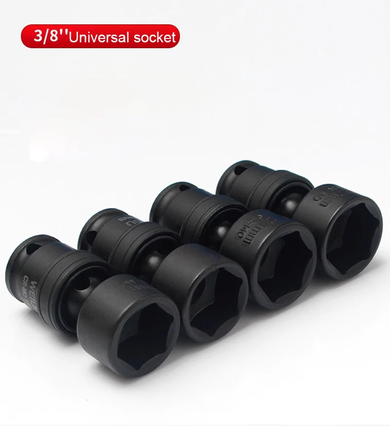 15PCS 3/8 Drive Wobble deepen Socket Adapter 360Degree Rotatable Universal Joint Swivel Socket for photovoltaic base station