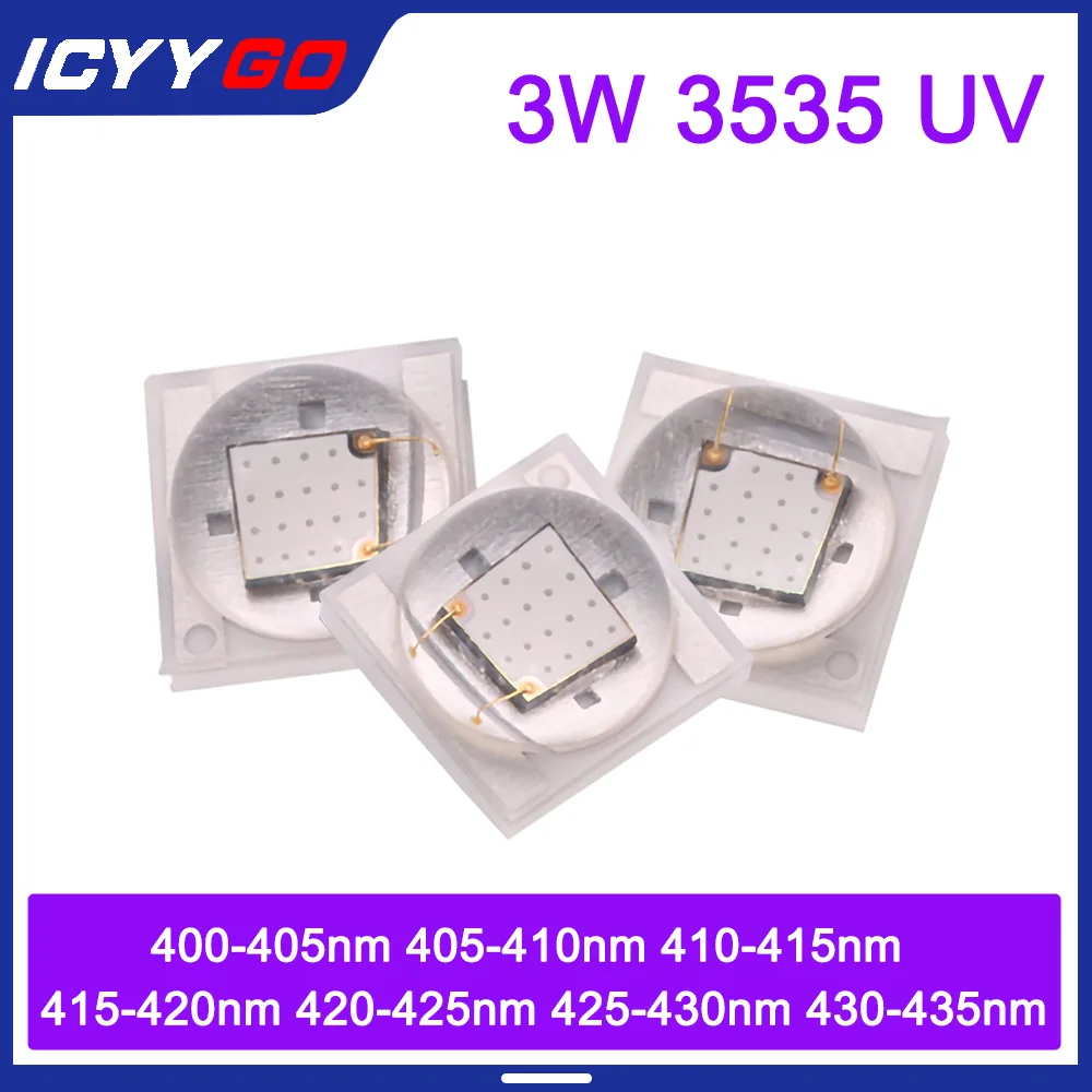 3W Wysokiej Mocy Ceramiczny Chip UV Fioletowe Światło 3535 400nm 405nm 410nm 415nm 420nm 425nm 430nm 435nm Diody do Detekcji Banknotów