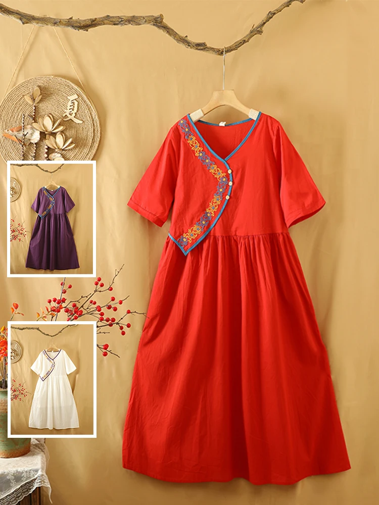 

Летняя женская льняная юбка с вышивкой V-Ne в стиле пэчворк Dr, большие размеры, длинная льняная юбка в стиле ретро