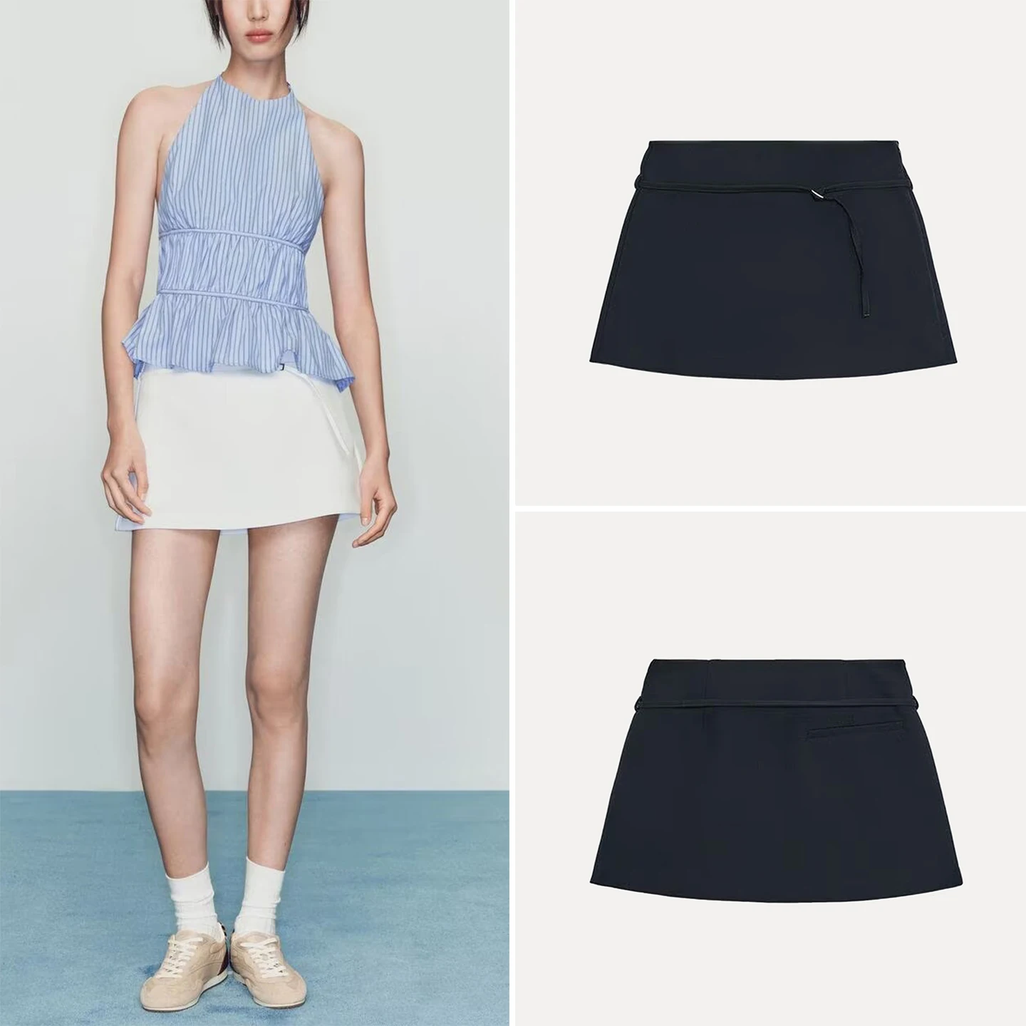 

Z Women's Casual Faion Versatile Belt Decorated Skirt Pants Stand Fit A-Line Skirt mid Waist Daily Wear 2025 New Ar...