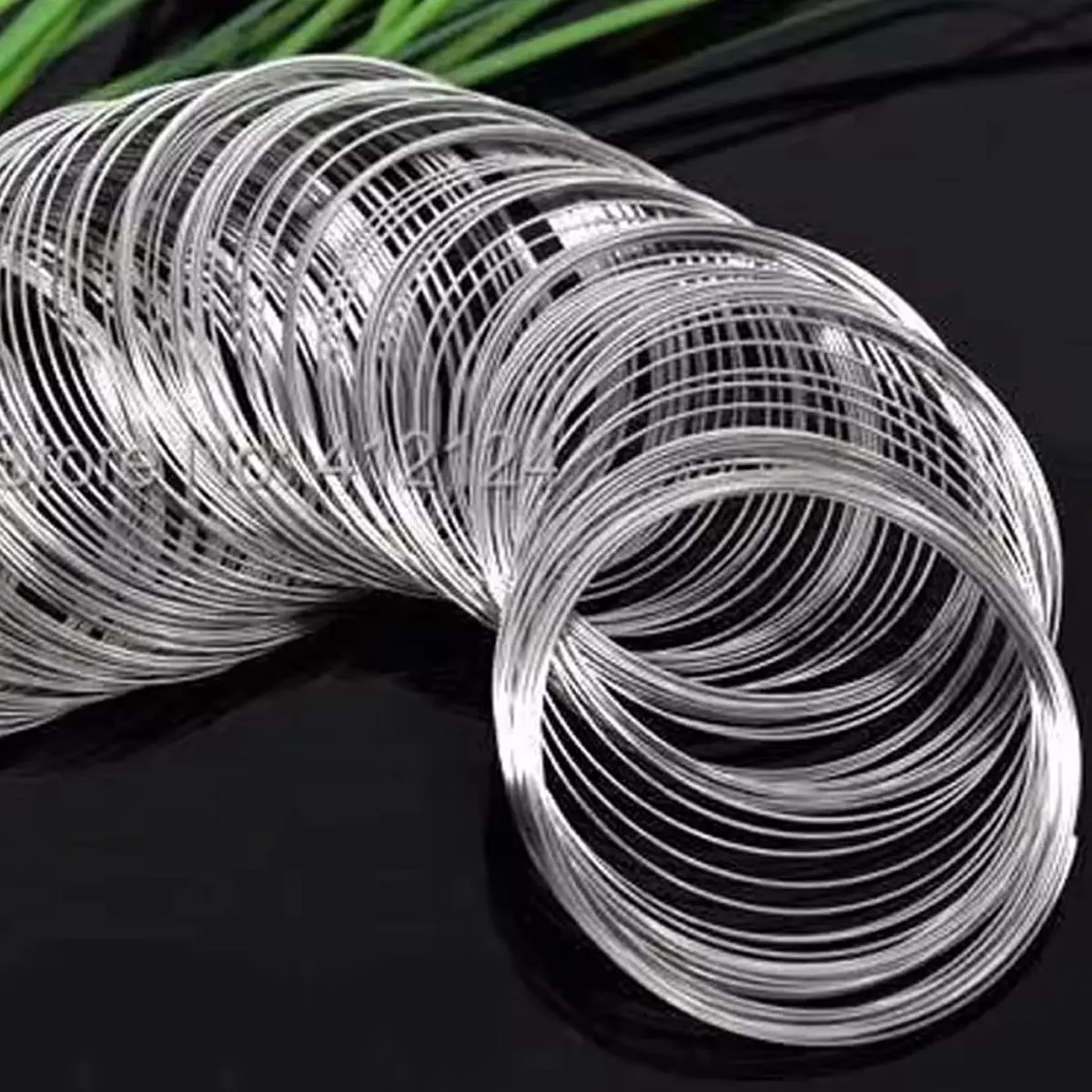 1000Loops Memory Beading Wire Alloy For Charms Bracelets Silver Tone Jewelry DIY Making Findings 50-55mm