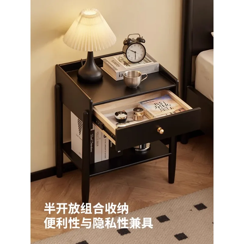 طاولة بجانب السرير المنزلية المصنوعة من الخشب الصلب لغرفة النوم وخزانة تخزين طاولة بجانب السرير