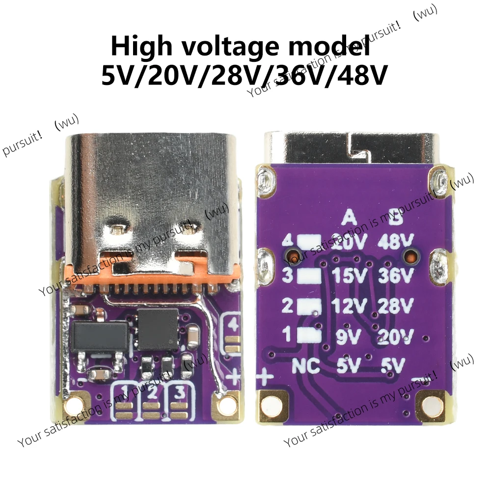 For PD3.0 PD3.1 QC3.0 Deceiver Fast Charging Module DC 5/9/12/15/20/28/36/48V Voltage Trigger PD to DC Type C Interface