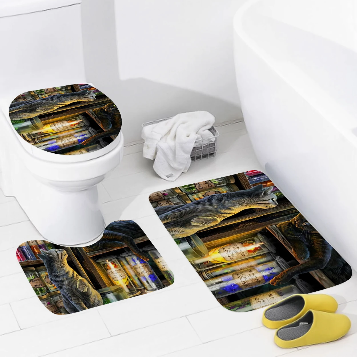 home bathroom floor mats Oil painting style Bath Foot mat modern bathroom accessories rug Toilet mat Bathtub anti-slip carpet