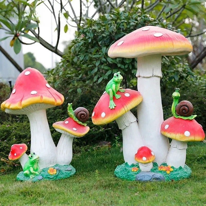 Simulation mushroom ornaments Outdoor garden landscape Sculpture ornaments Villa entry Garden yard Garden decoration