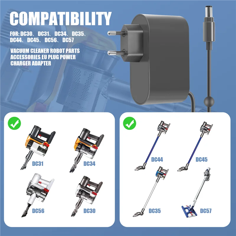 Adaptador de cargador de potencia de rendimiento estable para Dyson DC30 DC31 DC34 DC35 DC44 DC45 DC56 DC57 accesorios de piezas de Robot aspirador