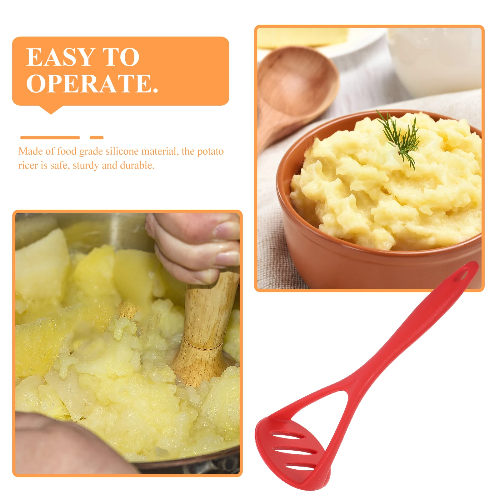

Potato Masher Smasher Kitchen Tool Hand Heavy Duty Ricer Bean Strainer Manual Tools for Cooking