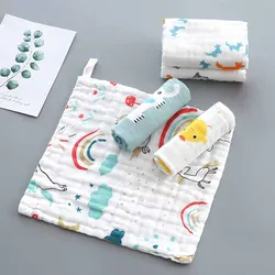1pcs/5pcs Baby Face Towel Muslin 6 Layers Cotton Soft Baby Towels Handkerchief Bathing Feeding Face Washcloth Wipe Burp Cloth