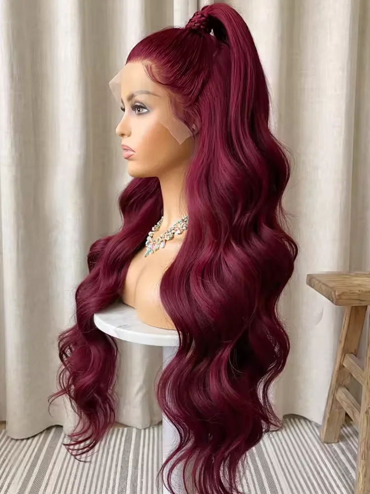 99J Burgundy Lace Front Wig 250 Density 13x4 HD Transparent Lace Frontal Human Hair Wigs Body Wave Human Hair Wig 99J Colored Pre Plucked With Baby Hair For Women Choice