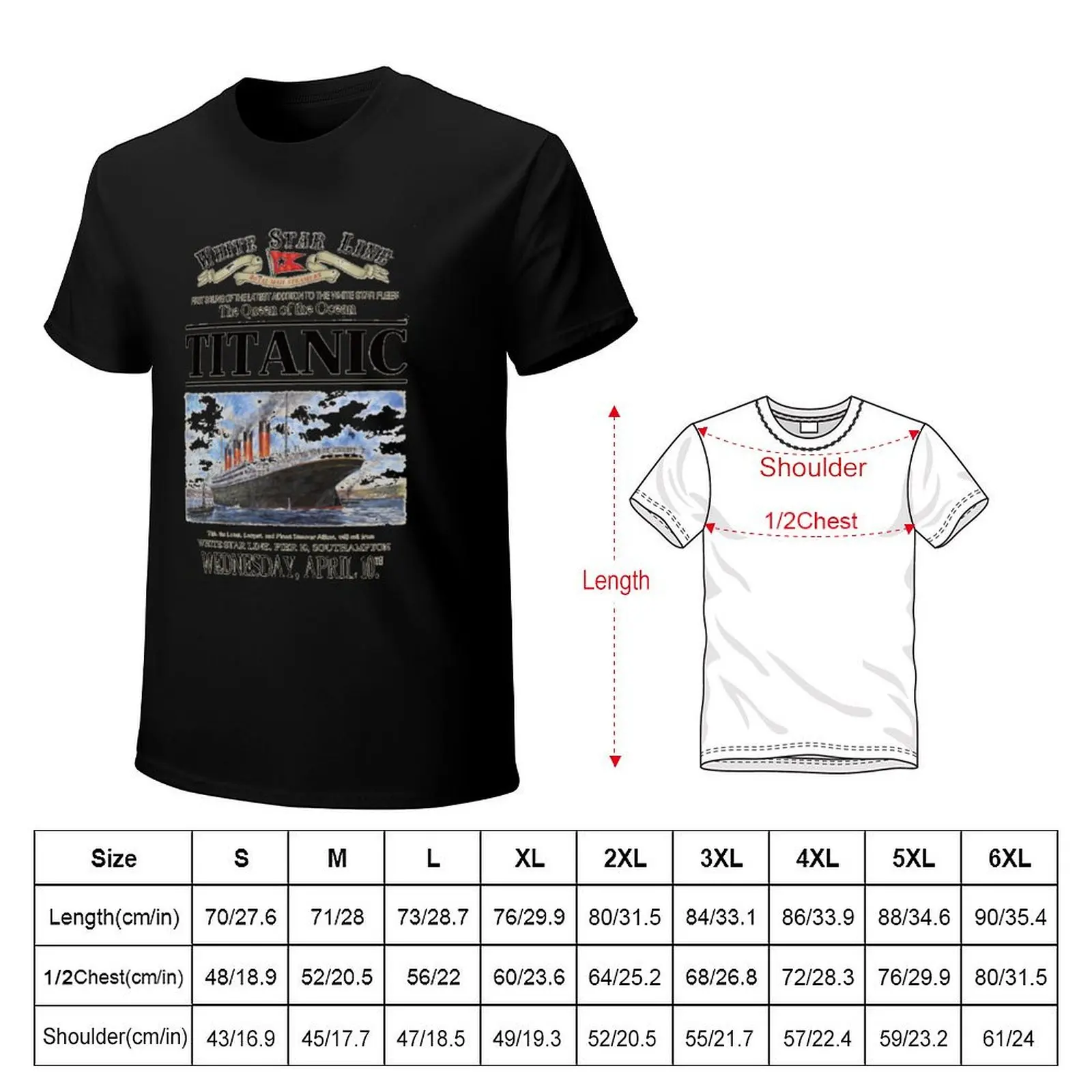Titanic Sinking Vintage Poster Cruise Ship Atlantic Ocean Voyage T-Shirt Casual Holiday Short Sleeve Tee