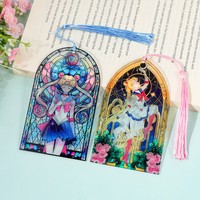 Anime Pretty Soldier Acrylic Bookmark Stained Glass Style Cute Book Accessory for Readers Perfect for Manga Fans Unique Statione