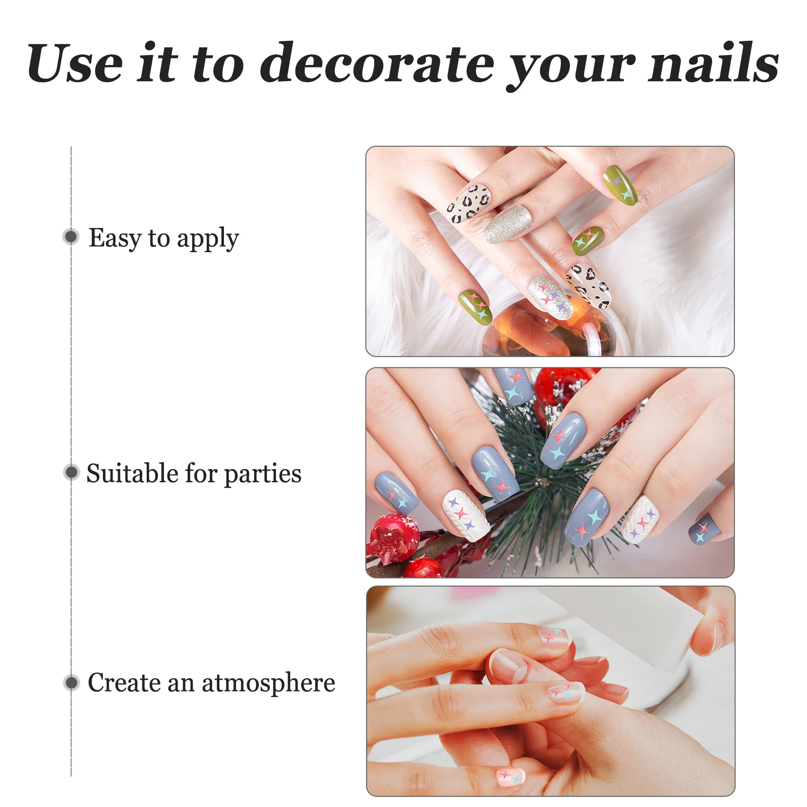 

2 Sets Special 3D Glitter Confetti Sequins Nail Powder Makeup Stickers For Diy Manicure Body And Facial Make Up