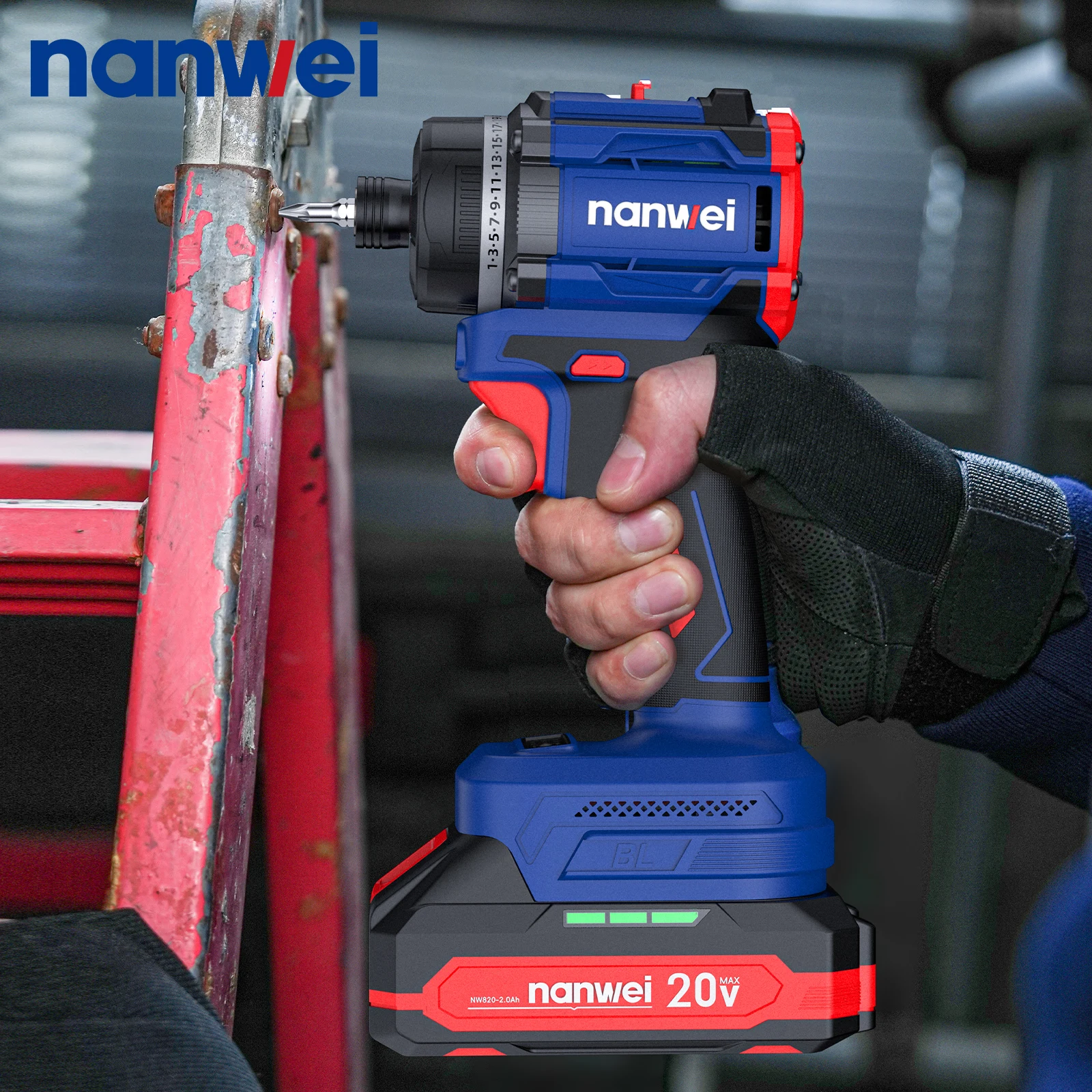 Nanwei 20V Brushless Two-Speed Screwdriver 1/4-inch Chuck 21+1 Torque Settings  Compact Household Screwdriver DIY Power Tool