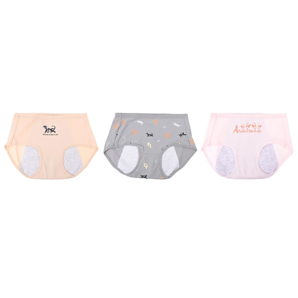 3 Pcs Period Panties Breathable Comfortable Pants Lingeries Menstrual Female Leakproof Sanitary Underpants