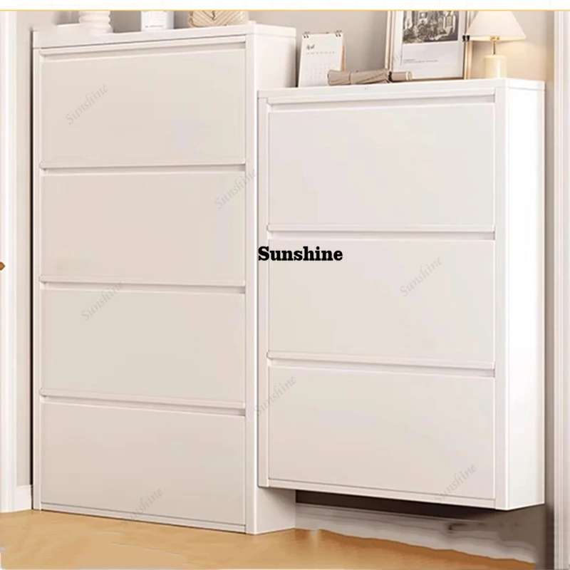 Ultra-thin Tipping Shoe Cabinet Steel Household Entrance Small Shoe Cupboard Storage Integrated Schuheschrank Furniture Home