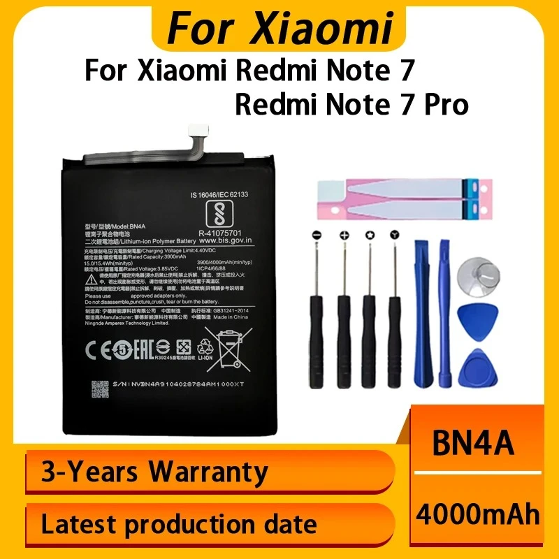 Fast Shipping 4000mAh BN4A Battery For Xiaomi Redmi Note 7 Pro Note7 M1901F7C Phone Batteries Bateria Batterij+With Free Tools