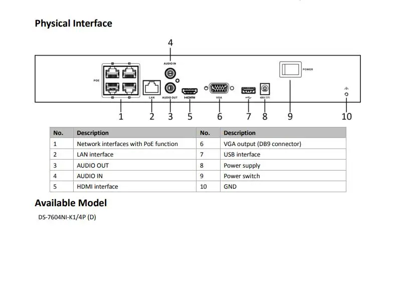 Imagem -04 - Hikvision-vigilância Network Video Recorder para Câmera ip 4ch 4poe Nvr Substituir Ds7604ni-k1 4p Interface Sata Segurança