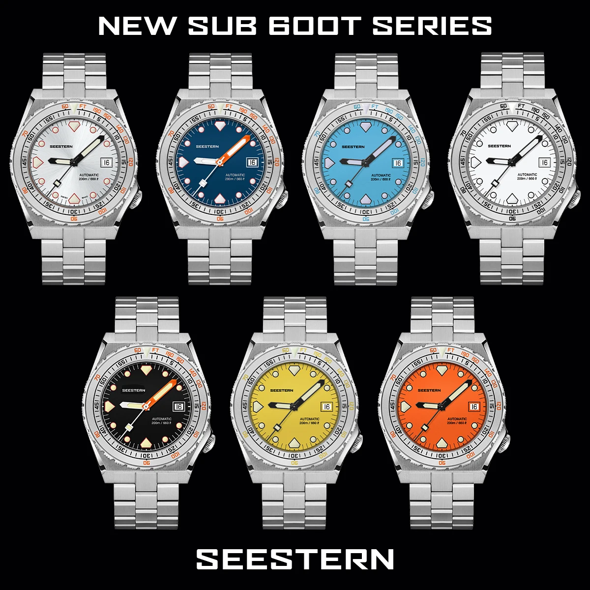 SEESTERN 2022 New Diver Watch For Men SUB600T Automatic NH35 Movement Mechanical Watches 20ATM Waterproof Luminous Wristwatch V3