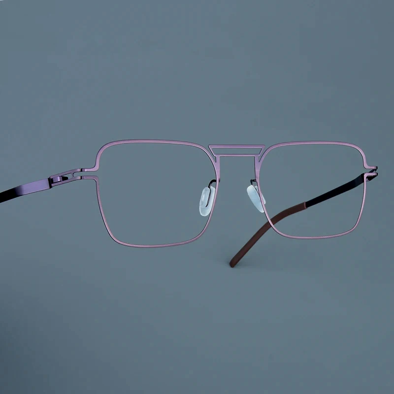 Handmade Germany Screwless Glasses Frame Men Women Ultralight Square Purple Blue Eyeglasses Spectacle Colorful Eyewear No Fading