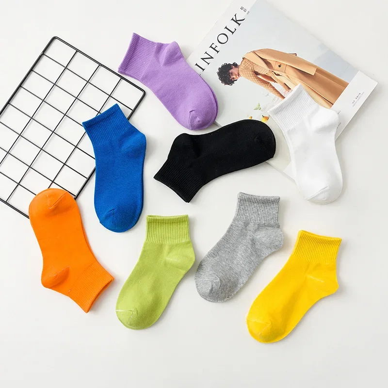 

Spring New Classic Candy Color Women Socks Original Breathable Comfortable Cotton Ankle Socks For Female Casual Couples Sox