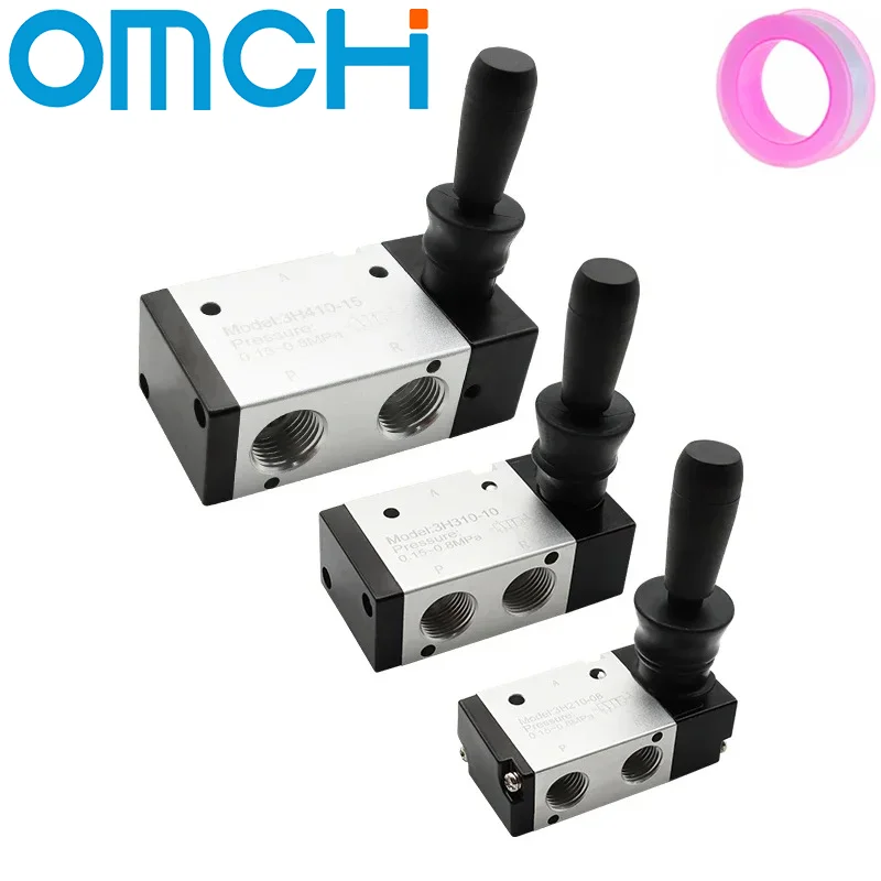 3H210-08 3H310-10 3H410-15 Pneumatic Air Hand Lever Operated Valve Manual Control 2 Position 3 5Port Push-Pull 3/2 5/2 Way