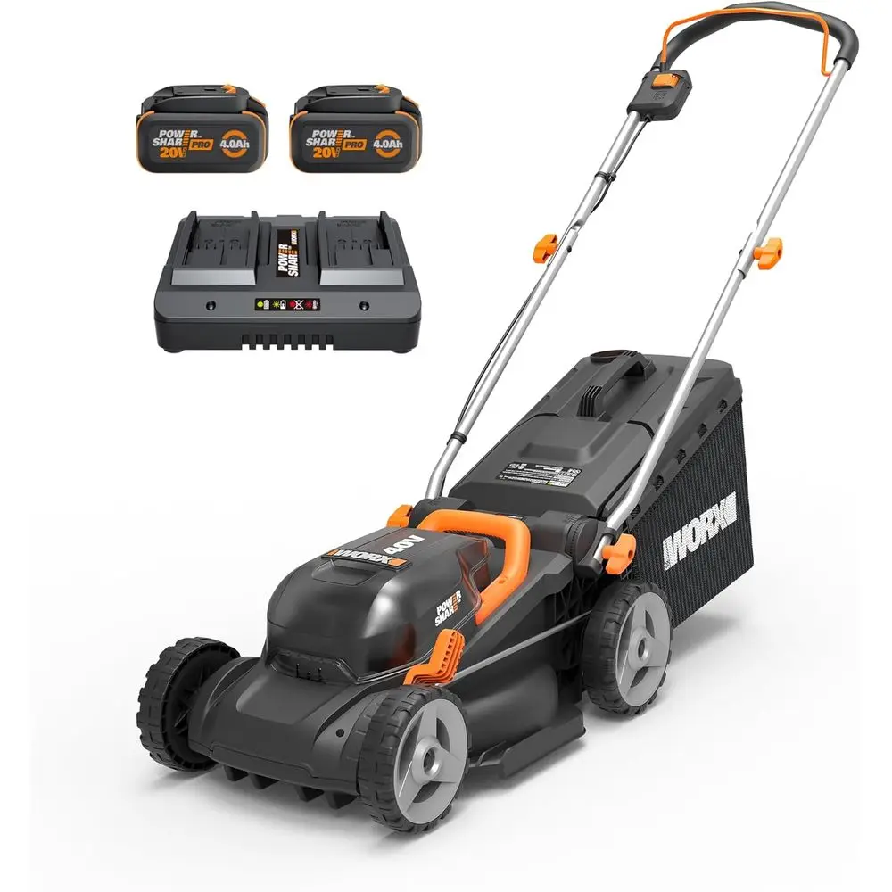 CordlLawn Mower, 40V 142-in-1 Grass Mower or 1/8 Acre, WG735 | rushlPower, Mulching & agging, 2 x 4.0Ah atteries & 2.0Ah Include