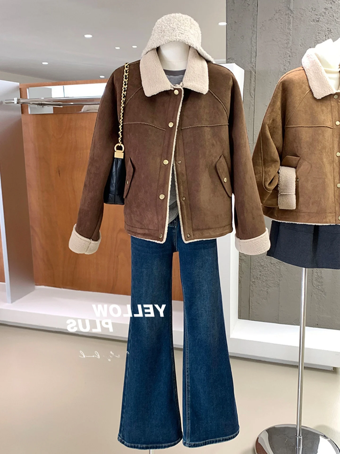 

Retro Lapel Warm Outerwear Loose oulder Thi Long Sve Open Cardigan Commute Sle Women's Faion Winter Coat