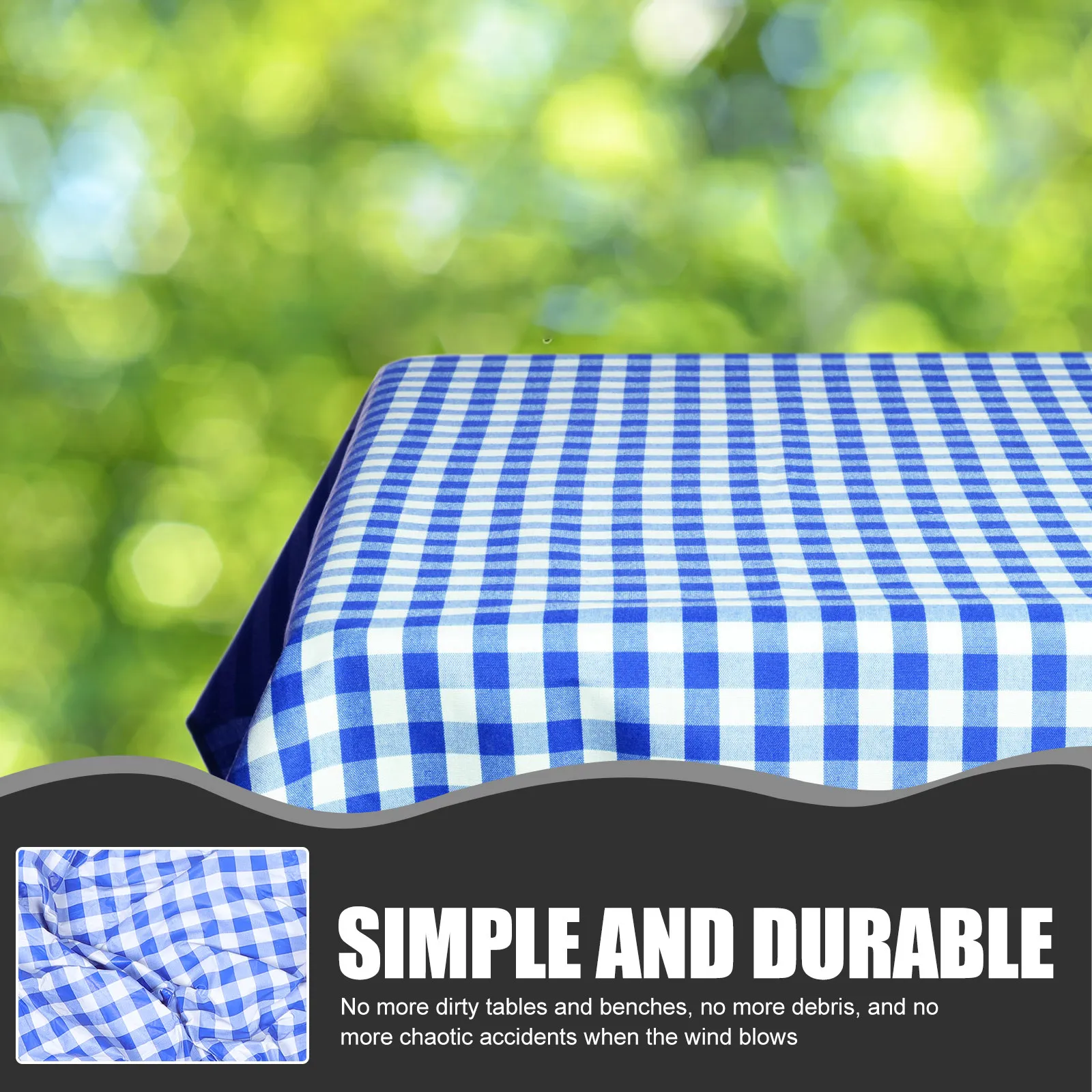 

1Set Picnic Table Cover Flannel PVC Wear-Resistant Elastic Fitted Outdoor Table Protector Camping Bench Cover for Home Office