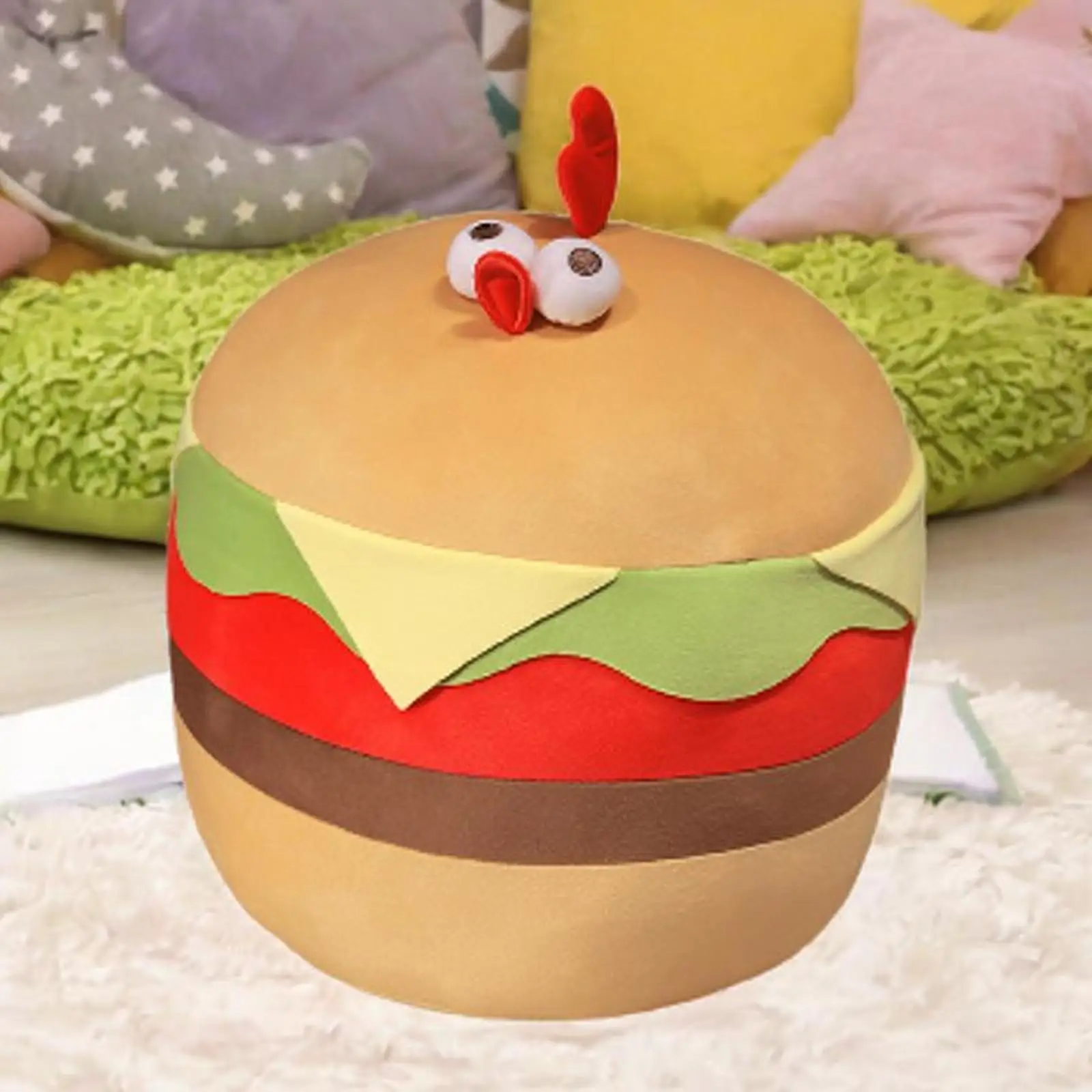 Abraçando almofada adorável comida boneca bens suavidade hambúrguer brinquedo de pelúcia hambúrguer frango brinquedo de pelúcia para casa de férias presente de aniversário