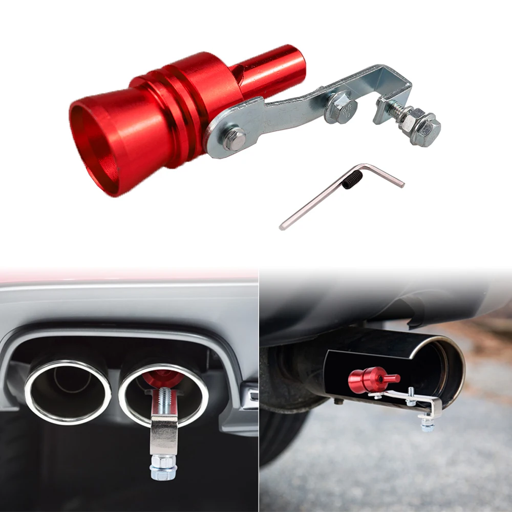 Motorbike Car Exhaust Fake Turbo Whistle Pipe Sound Muffler Blow Off Valve Universal Simulator Whistler Red