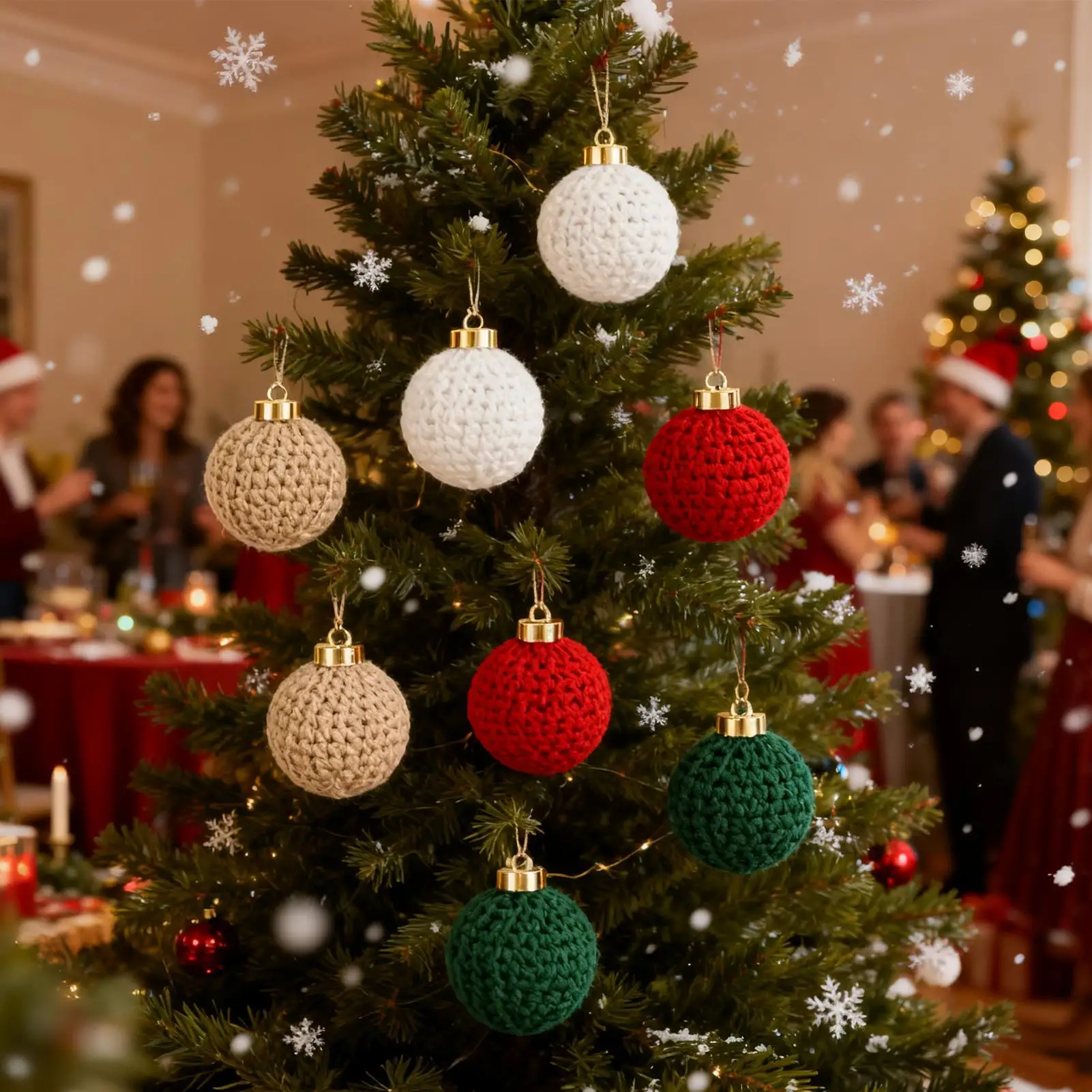 

Christmas Tree Ornaments Crochet Table Centerpieces 12 Pieces Yarn Ball Pendant Decorations For Party Garland Wreath Living Room