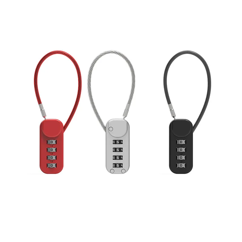 Portable Zinc Alloy 4 Digit Password Lock Wire Rope Anti-theft Backpack Zipper Lock Padlock Luggage Combination Lock Travel image 5