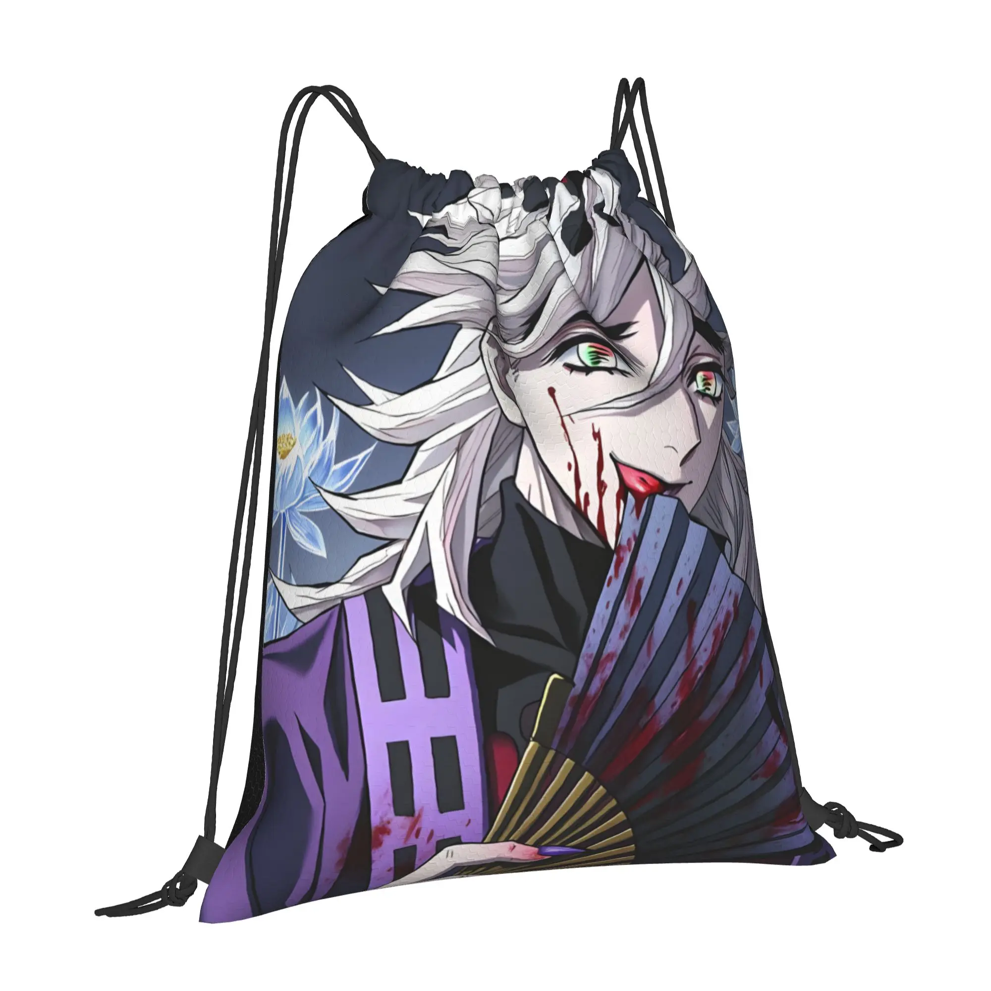1 pc Douma Ice Demon Demon Slayer Kawaii Drawstring Bags Gym Shoe Clothes Storage Multi-function Teen Portable