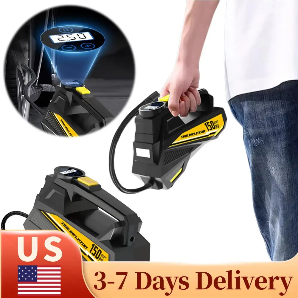 

150PSI Bicycle Air Compressor with LED Light Car Tire Inflator Digital Display Electric Air Pump for Automobile Bicycle Ball