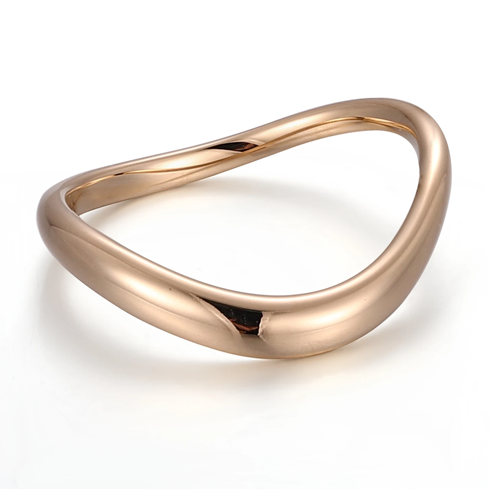 Provence AU585 Solid Gold Wedding Band for Women 14K Promise Rings for Women DIY Smooth ring Custom Twisted Ring Statement Rings