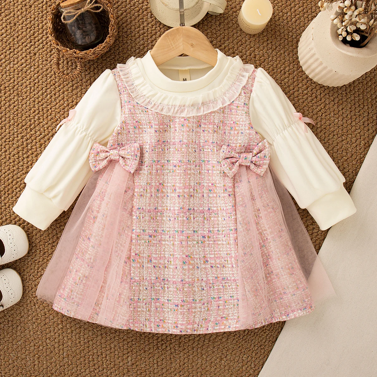 Baby Girl Dress Spring And Autumn Cotton Bow Pattern Long Sleeved Girls Dresses Cute And Casual Girl Princess Baby Clothing