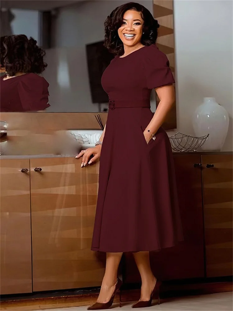 Wmstar Plus Size sukienki damskie z dekoltem elegancka modna sukienka Maxi nowa w letnich ubraniach sprzedaลผ hurtowa Dropshipping z paskiem