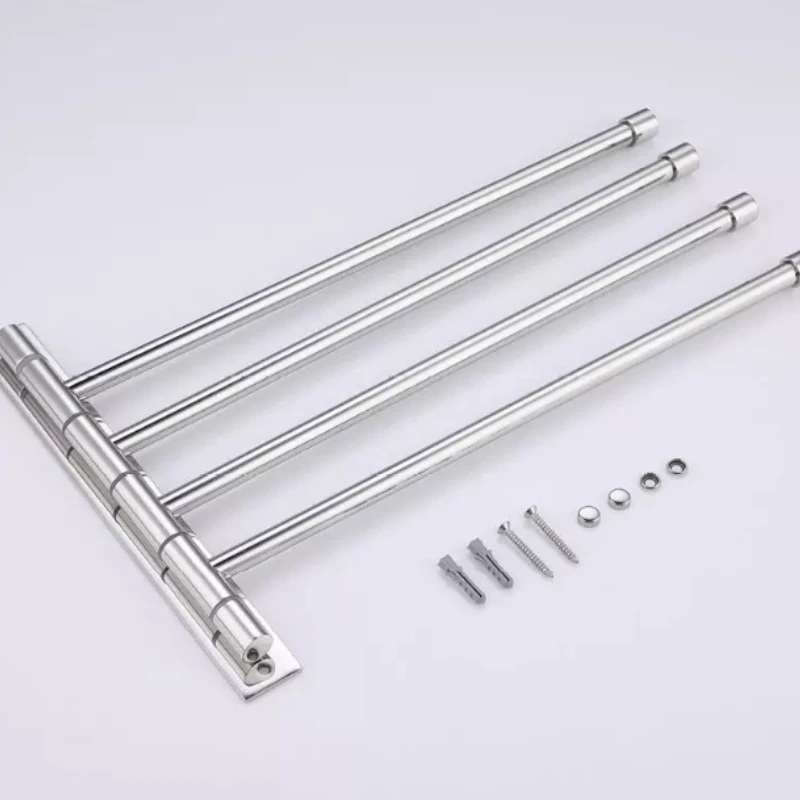 Bathroom hotel non-rusting movable rod 304 stainless steel towel hanging mirror movable rocking rod