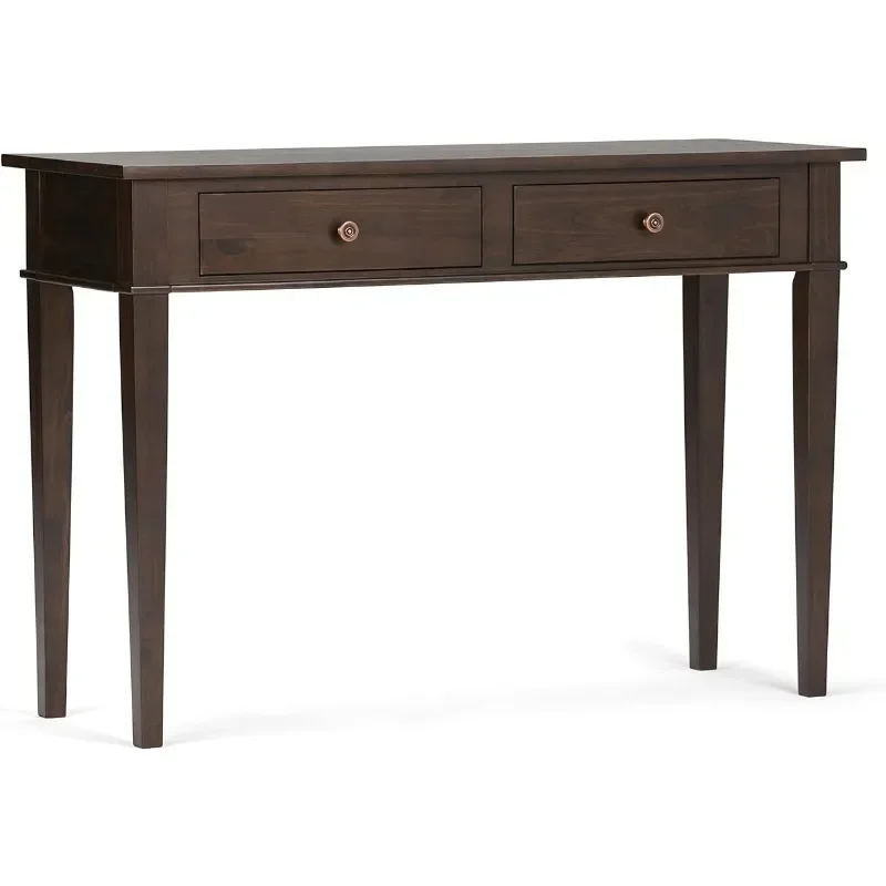 

SOLID WOOD 44 inch Wide Transitional Console Sofa Entryway Table in Dark Tobacco Brown with Storage