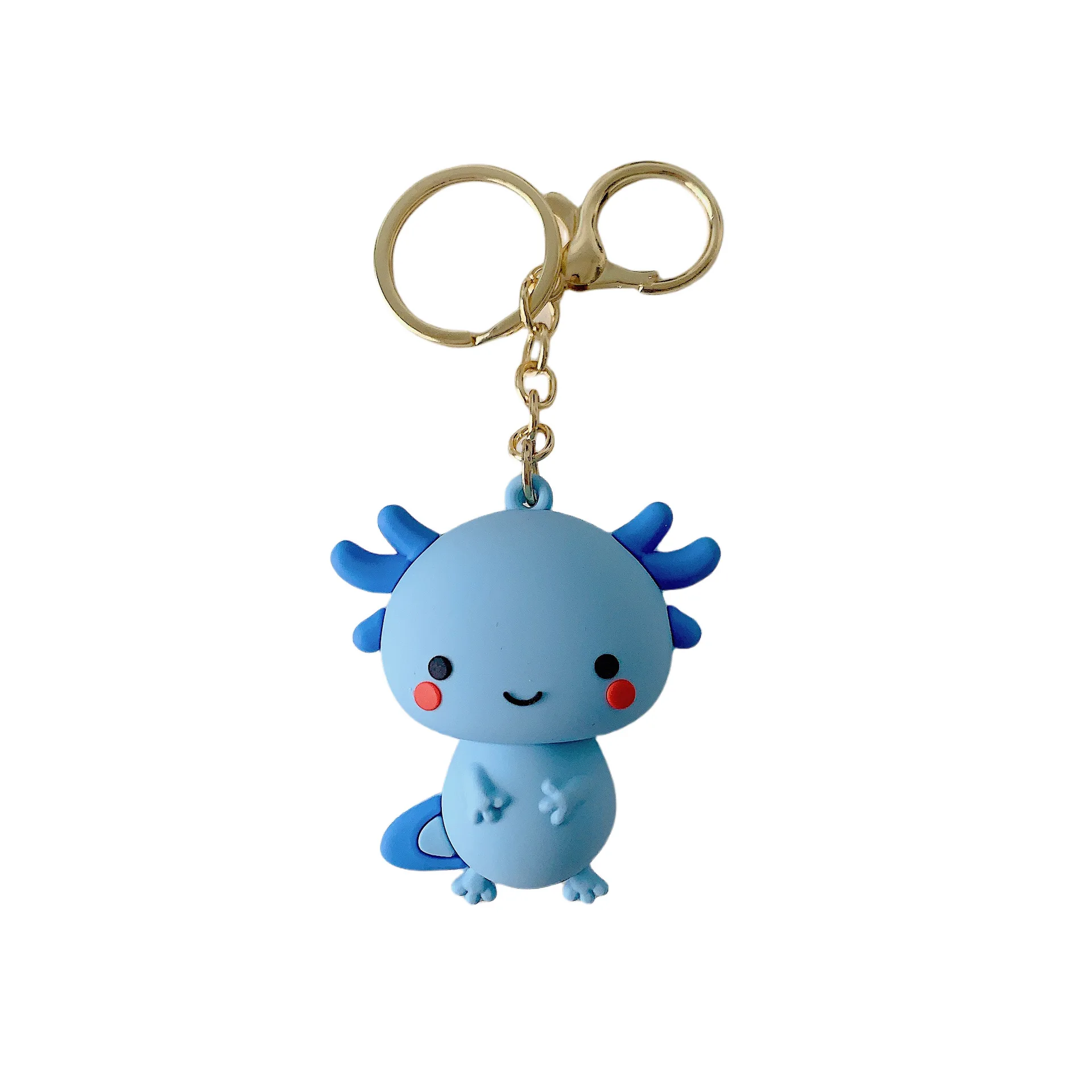 Lovely Axolotl Charm Key Chain for Girls Pink Blue Fish PVC Pendant Keyring Fashion Animal Ornaments for Pet Lovers Souvenirs