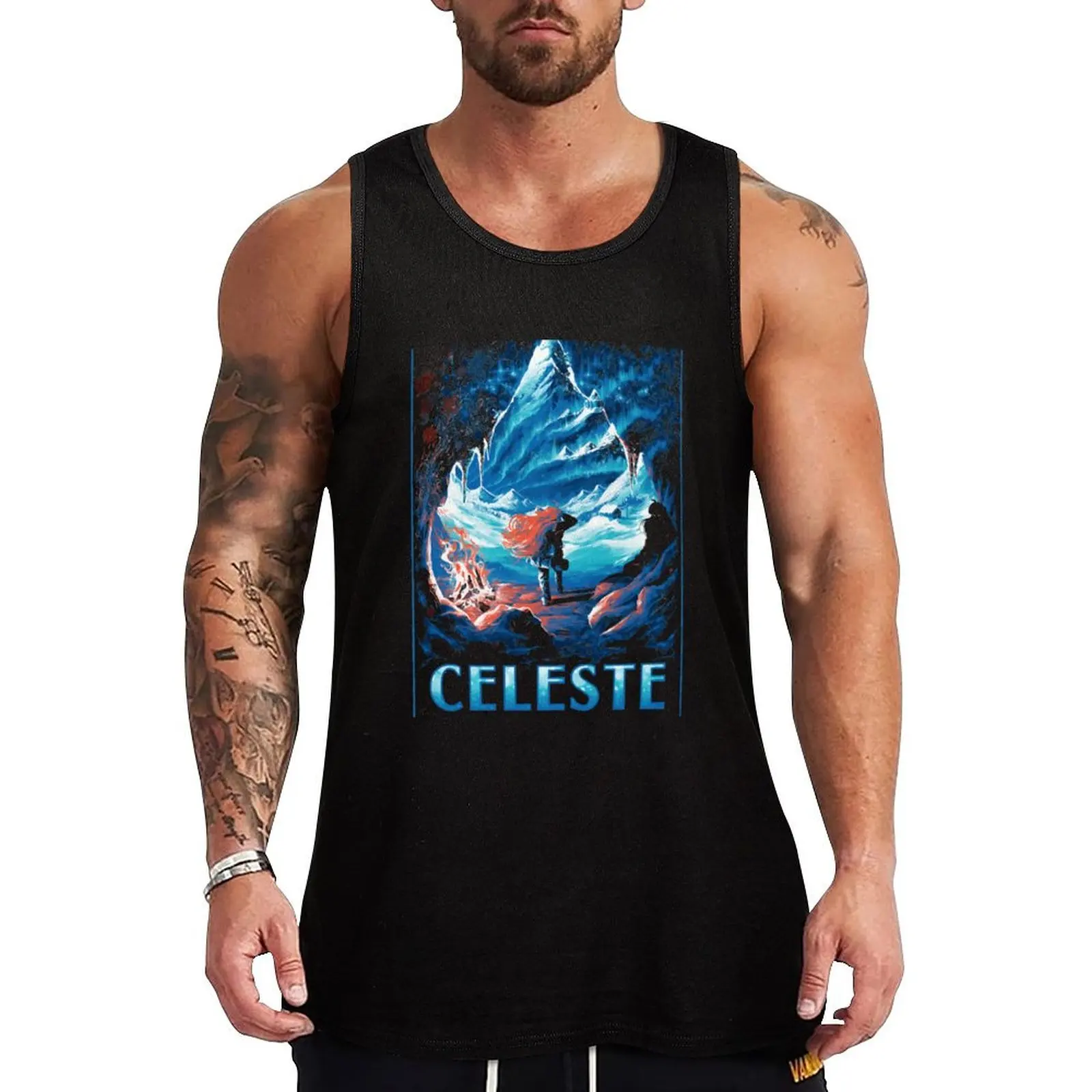 

CELESTE (1) Tank Top bodybuilding for men Muscle fit Fitness men clothing T-shirt male