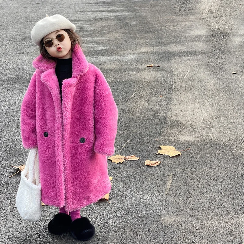 New Winter Girls Boys Long Coat Thickening Warm Outdoors Collar kids jackets for girls boys clothes