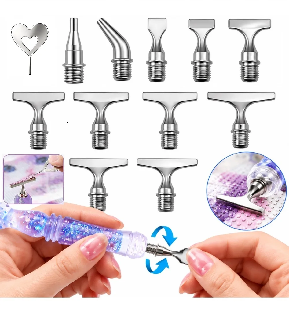 The New Threaded Interface Stainless Steel Diamond Painting Pen Features Multi-Point Fine Tips, Specifically Designed for Diamond Painting Tools and Accessories, Suitable for Adult DIY Tool Accessory Sets