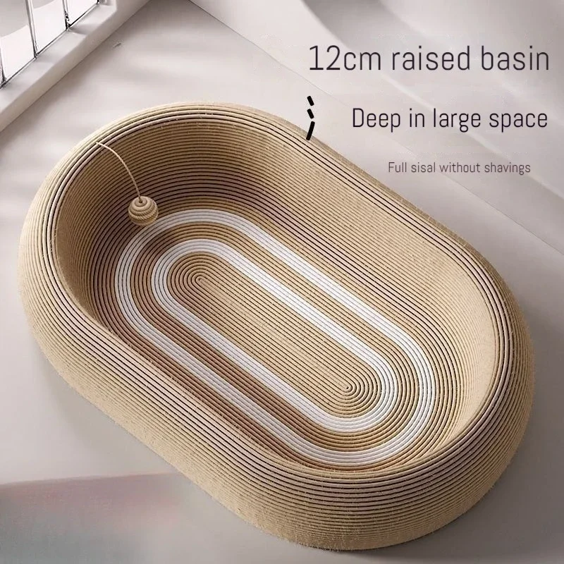 2.0 Upgrade Cat Scratcher Pads 100% Sisal Round Oval Cat Scratching Board 12cm Height Kitten Bed Nest Chew Toy Bite Pet Supplie