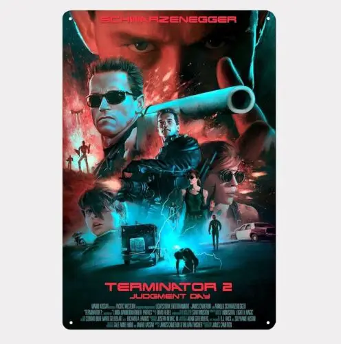Terminator 2 Judgement Day Film-Metallposter, Blechschild – 20 x 30 cm, Aluminiumplatte