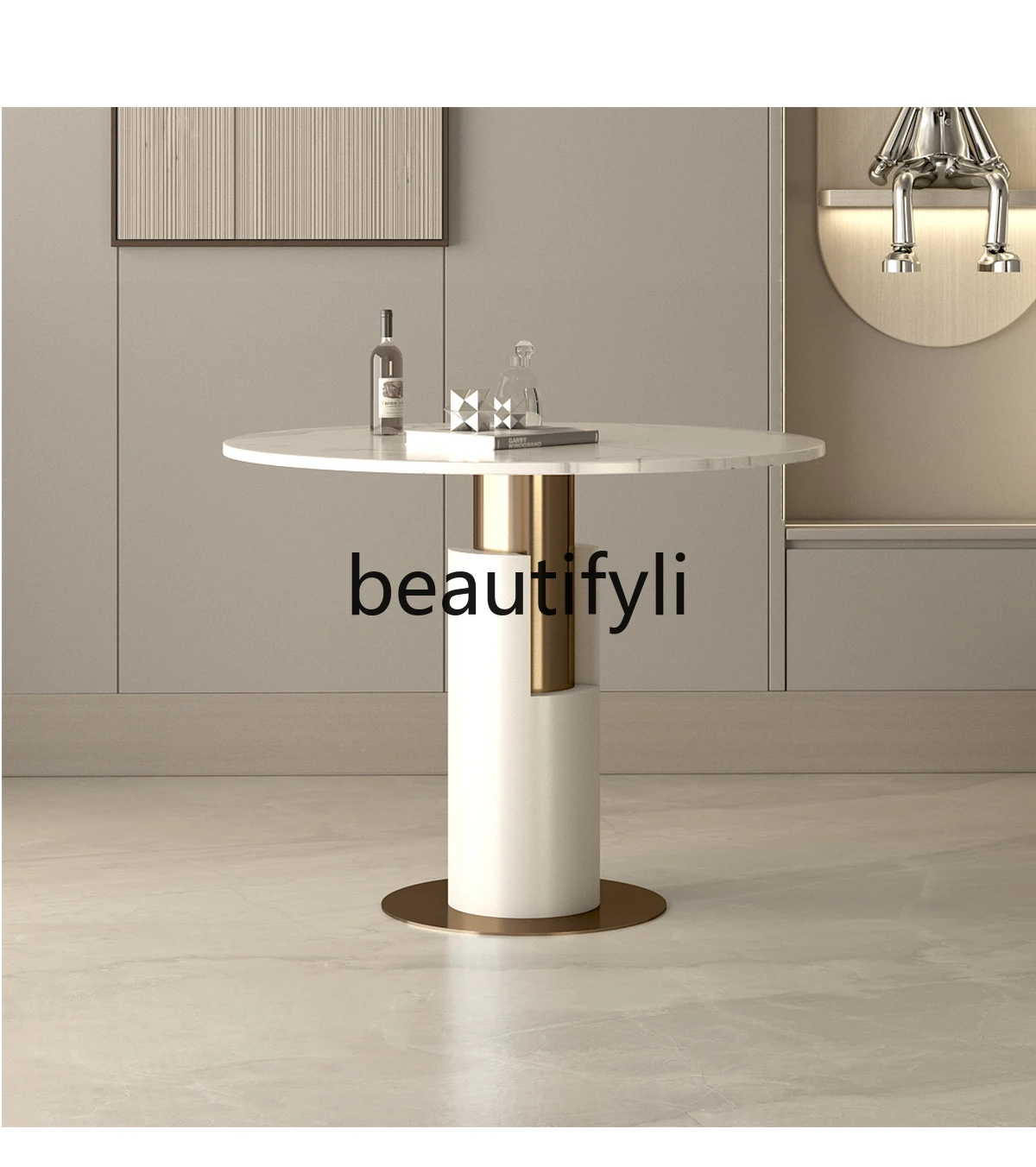 

Cream wind round dining table household small apartment negotiation combination beauty salon club apartment table and chair